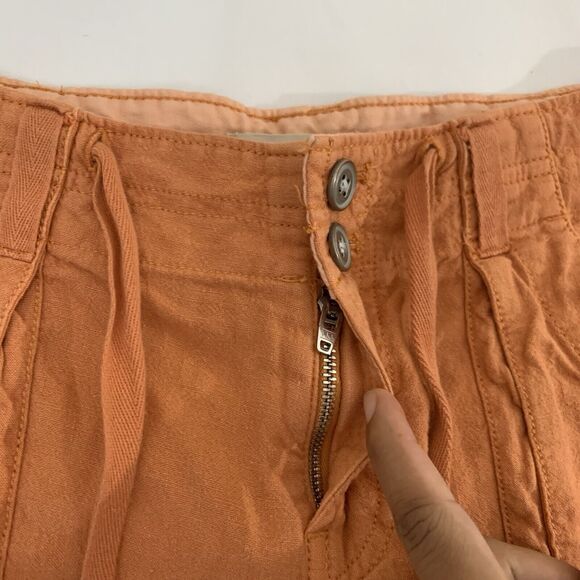 Pilcro Anthropologie Shorts 0 Bermuda Linen Orange Cargo Boho Beach Colorful - Picture 3 of 8